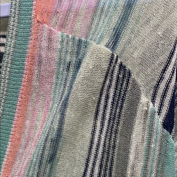 NIC+ZOE Petite Large 4-Way Cardigan Striped Linen Blend Pastel Knit Top - Picture 11 of 15
